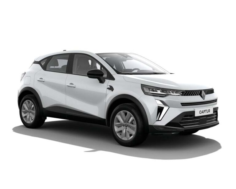Renault Captur blanco de GLP con etiqueta ECO de la flota de Martinete Rent a Car